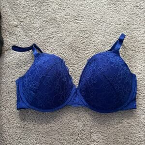 Joyspun Bright Blue Lace Overlay Underwire Bra w/ Padding Women's Size 40D
